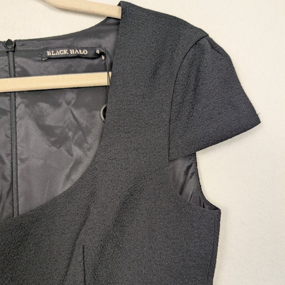 Black Halo Black Chipley Mini Scoop Neck Fit & Flare Dress Size 4 - Picture 5 of 9